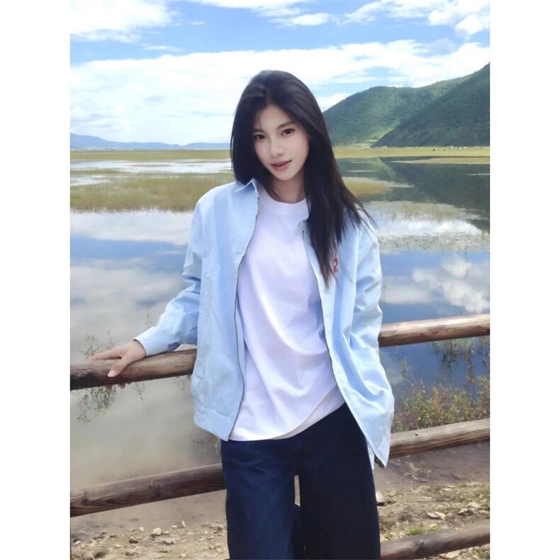 美式覆古红色棒球服外套女春秋2025新款巨好看早秋季开衫夹克上衣,男装夹克,星座1210-1