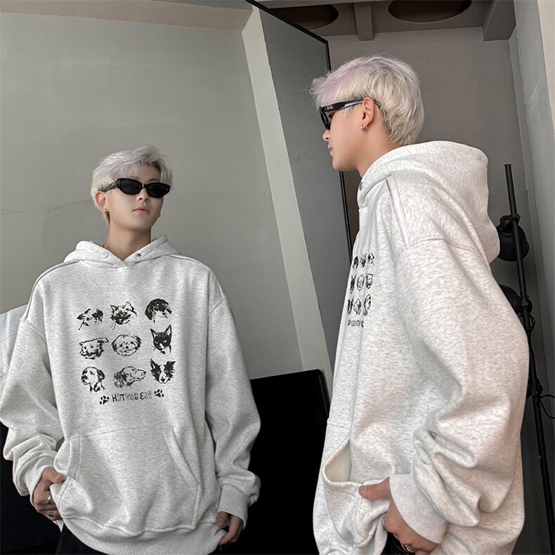 现货WY627-P45卡通克重磅连帽加绒卫衣男美式高街潮牌外套c,女装短外套,电商A456（原C415）