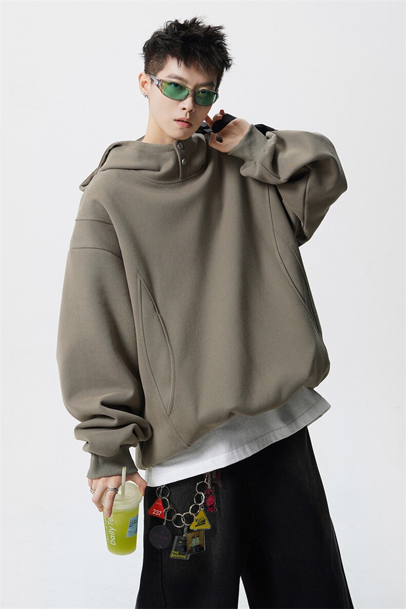 8XL-M美式重磅连帽卫衣大码结构设计拼接上衣秋季外套WY9106特P50,女装短外套,电商B238