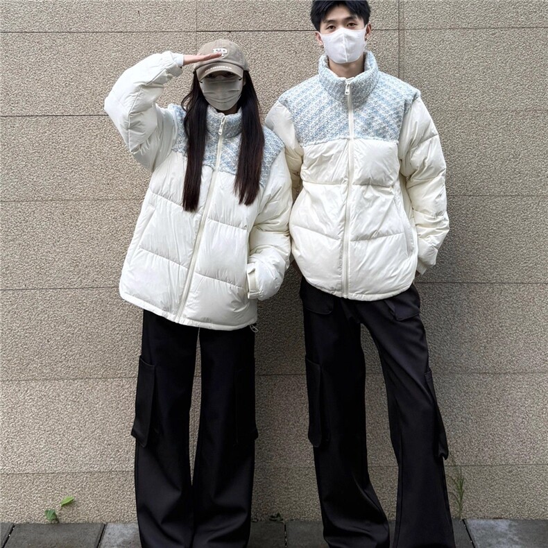 情侣小香风拼接立领棉服外套韩系加厚保暖面包服棉衣Y321-P88网图，女装棉衣/棉服，电商B245