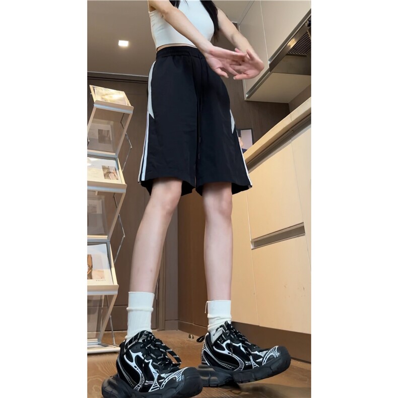 2025夏季新款冰丝气孔潮流条纹宽松五分裤B315-K24186-特p25控48,男装牛仔裤,电商B315