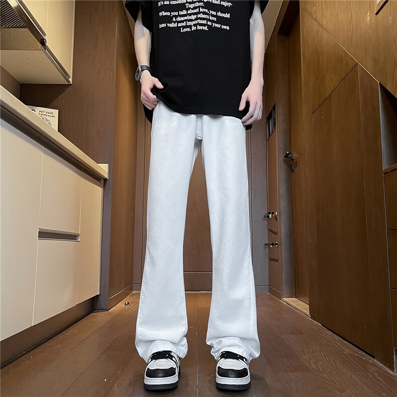 春季美式微喇牛仔裤男款vibe风高街直筒裤休闲裤子潮牌KZ002P55,男装牛仔裤,电商B312