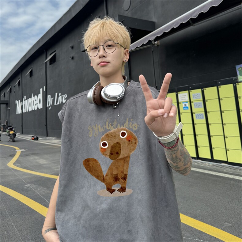麂皮绒背心坎肩男T恤美式港风潮JB441-特P19控38,男装背心/马甲,电商B370