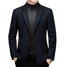 羊毛西服秋季新款中老年茄克衫爸爸装休闲男装外套MNSAA215-P345图片