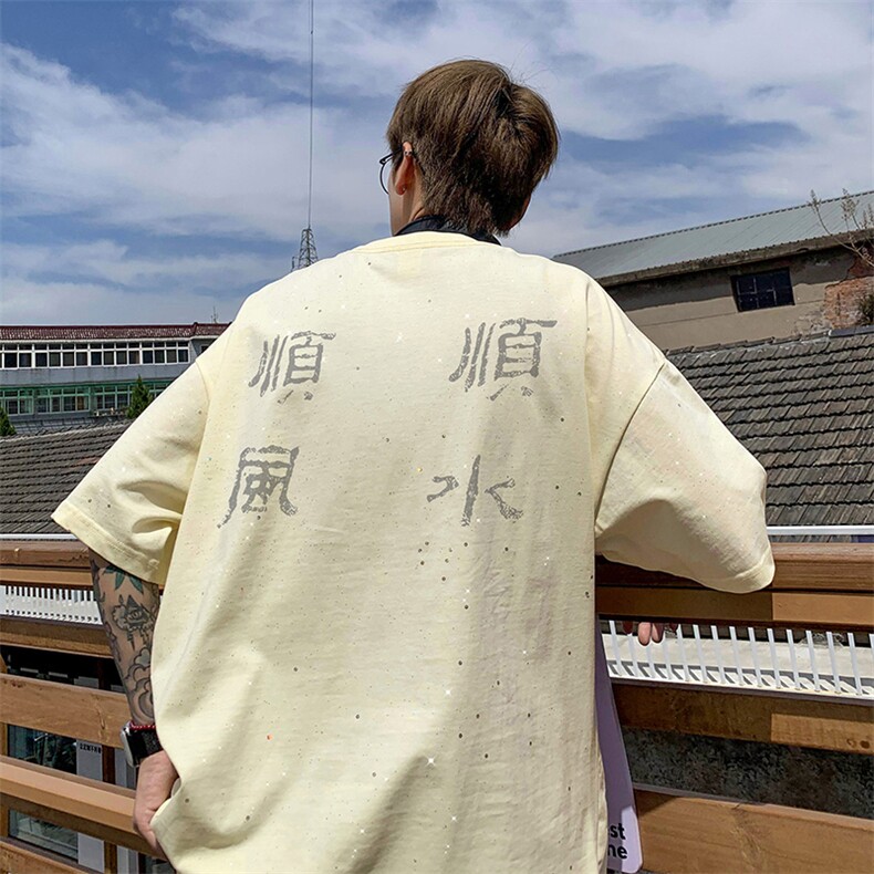 量大优供抖音视频支持得物配合二开美式满天星亮片短袖T恤MTX309,男装T恤,电商A486