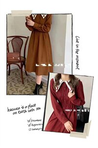 [现货]大领斜尖连衣裙，两色、三个尺码,女装连衣裙,依柏璐