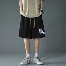 HD74262-P22华夫格短裤男大码宽松五分裤男直筒中裤，男装休闲裤，电商A040