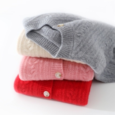 儿童宝宝羊毛针织开衫麻花圆领男女童保暖针织打底毛衣外套，童装毛衣，初丹羊绒童装