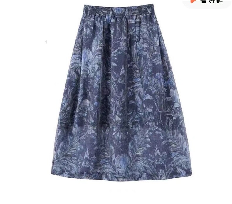 星河流鸢天丝亚麻玄锦纱琉璃光泽鸢尾花苞裙2025年2025年夏季，女装半身裙，优麦羊绒（原洪叶羊绒）