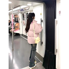 韩系慵懒风嫩粉色棉袄棉服女冬季新款宽松休闲加绒加厚情侣装外套，男装棉衣，星座506A
