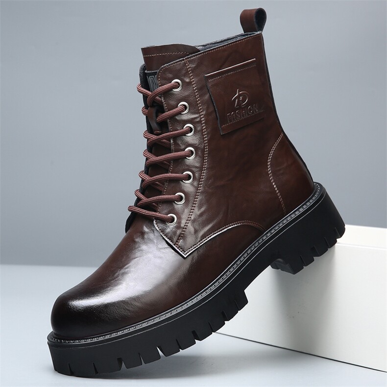 2024马丁靴男秋冬季长筒工装英伦男靴子加绒棉靴男，男鞋马丁靴，电商A223