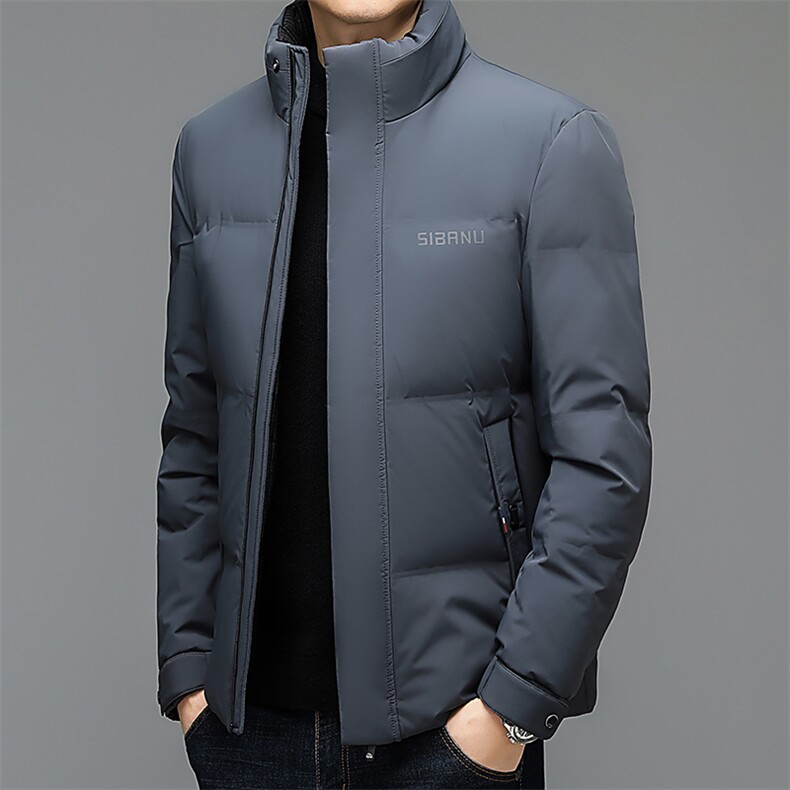 羽绒服男士2023冬季新款中年商务休闲纯色加厚保暖立领爸爸外套,男装羽绒服,电商B212（原钱塘6029）