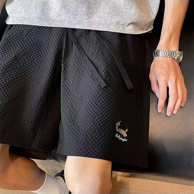 泡泡纱速干短裤男夏季五分中裤美式高街宽松休闲运动沙滩裤子,男装牛仔裤,星座1210-1