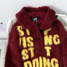 美式街头涂鸦印花连帽毛衣女破损毛须设计肌理感宽松上衣，男装针织衫/毛衣，星座506A