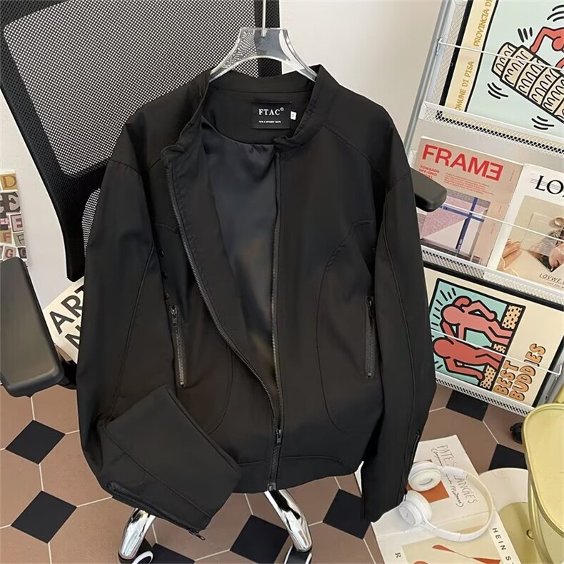 立领工装飞行员夹克衫男生春秋宽松拉链设计感棒球服外套2282P70,男装夹克,星座410-2