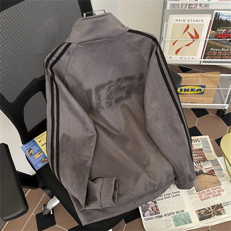 鹿皮绒夹克男拼色三条干高街韩版潮2024春季新款ins外套W5735-P55,男装夹克,星座412-2