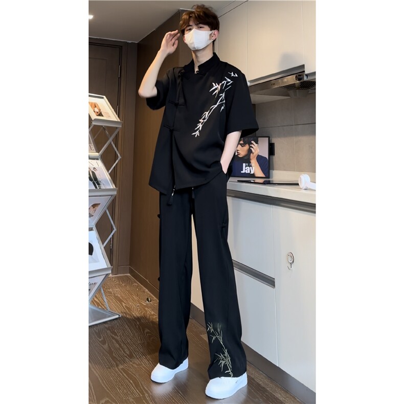 春夏新款风新中式竹子刺绣宽松休闲裤B315-K24044-特p40控78图片