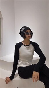 秋季新款拼色长袖T恤打底衫,女装T恤,邱小姐