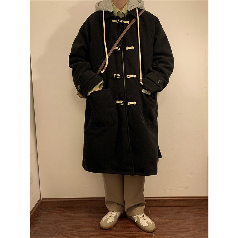 1港风牛角扣加棉呢大衣可拆卸帽大码M-5XL外套男FY8716P138控188,女装短外套,星座226-2