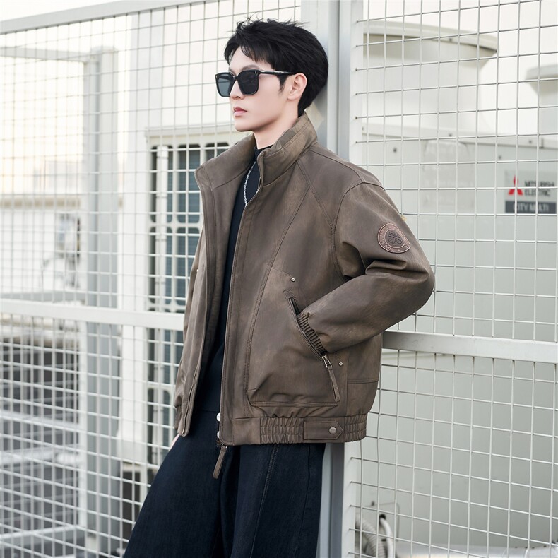 天台景刺绣皮羽绒服男B321-28996-P245,男装羽绒服,电商B321-1