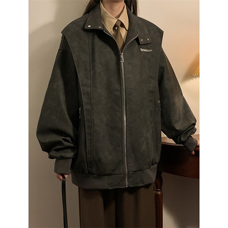 1中性做旧面料字母刺绣皮衣女金属装饰夹克外套男JK77861P95控158，女装短外套，星座226-2