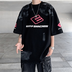 C436-P33夏季新款高街复古百搭短袖t恤潮牌宽松休闲T恤男现货，男装T恤，星座512-6