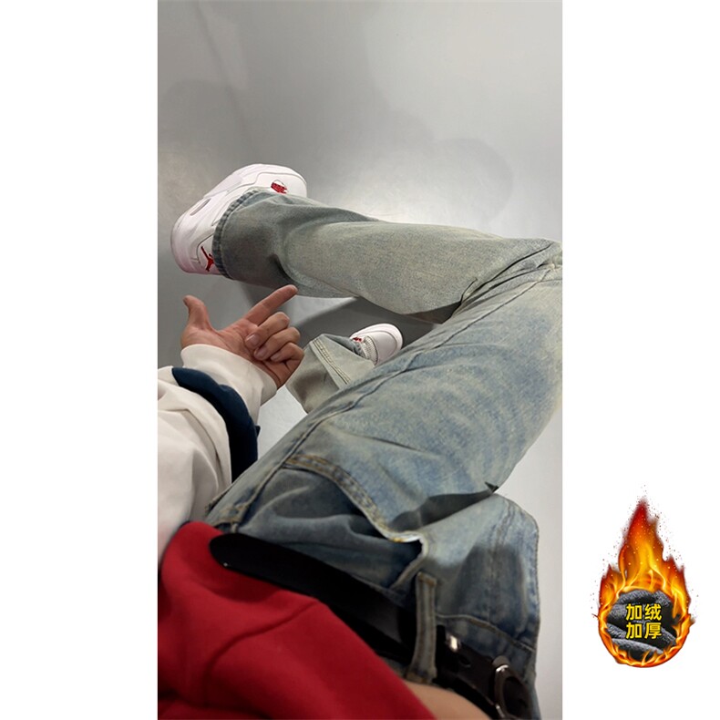 B221美式ins高街修身微喇牛仔裤LK24168-特P38控68加绒特P48控88,男装牛仔裤,电商B221