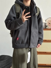 摇粒绒连帽拉链卫衣外套1302-GS02-P55成分100聚酯纤维，女装短外套，星座1302
