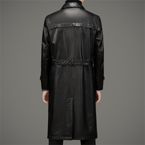 DLSN22021海宁皮衣男牛皮长款风衣外套韩版修身商务男装P1400图片