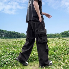 复古天蓝色美式工装裤女夏季小众辣妹风显瘦休闲高腰直筒阔腿裤子，男装休闲裤，星座716-4