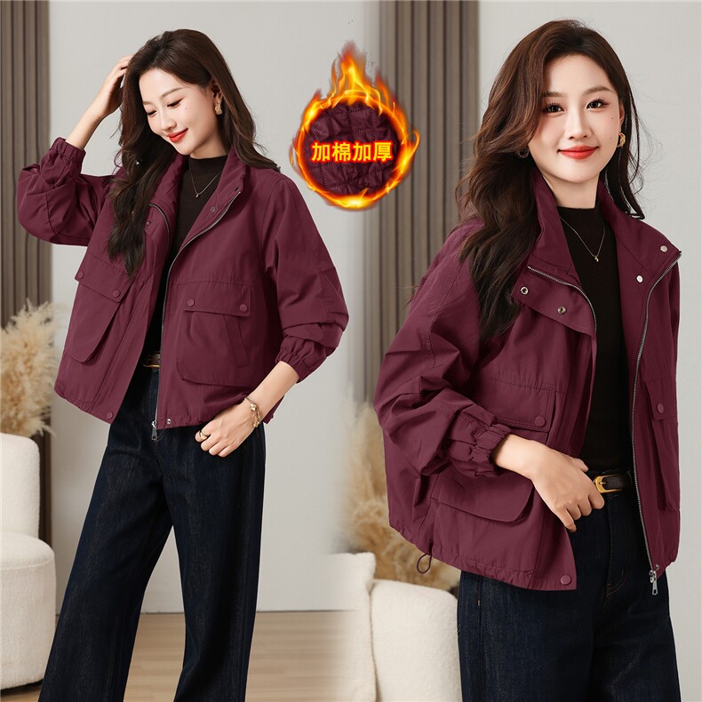 棉外套女秋冬加厚纯色简约保暖时尚加棉上衣女，女装棉衣/棉服，曼沙奕珂