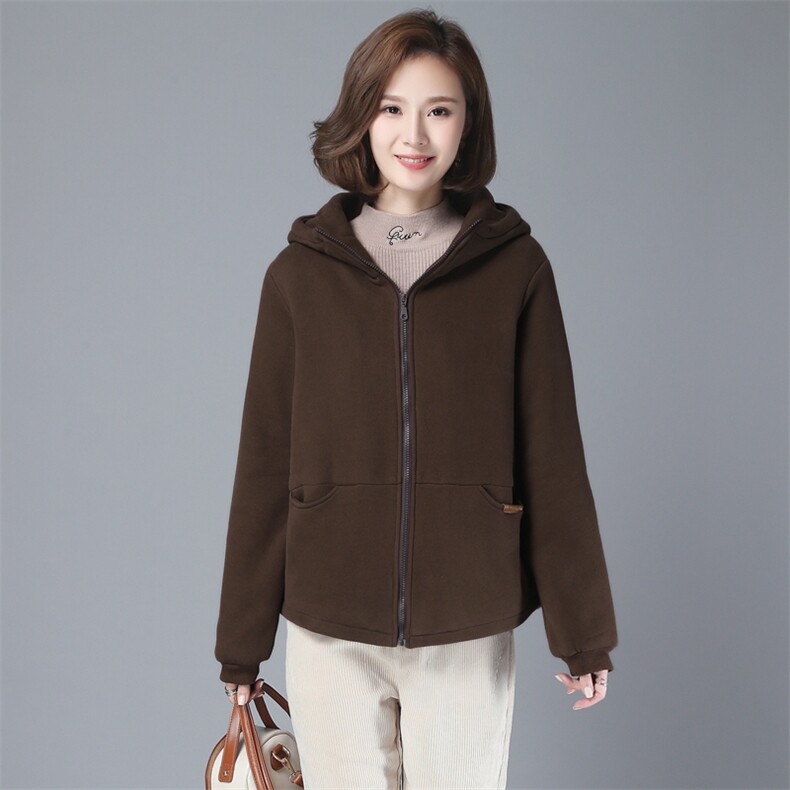 妈妈加绒卫衣外套中老年秋冬季2024新款棉衣洋气棉服女小棉袄,女装卫衣/绒衫,鑫鑫格