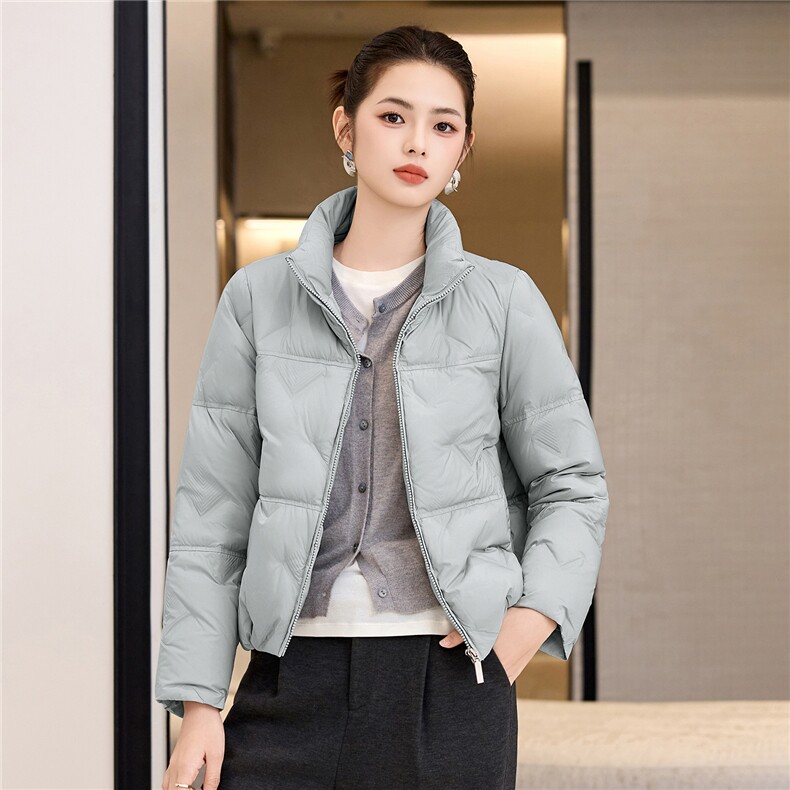 秋冬短款轻薄立领羽绒服女2025新款户外健身鸭绒防风棉服,女装羽绒服,阿舍尔精品