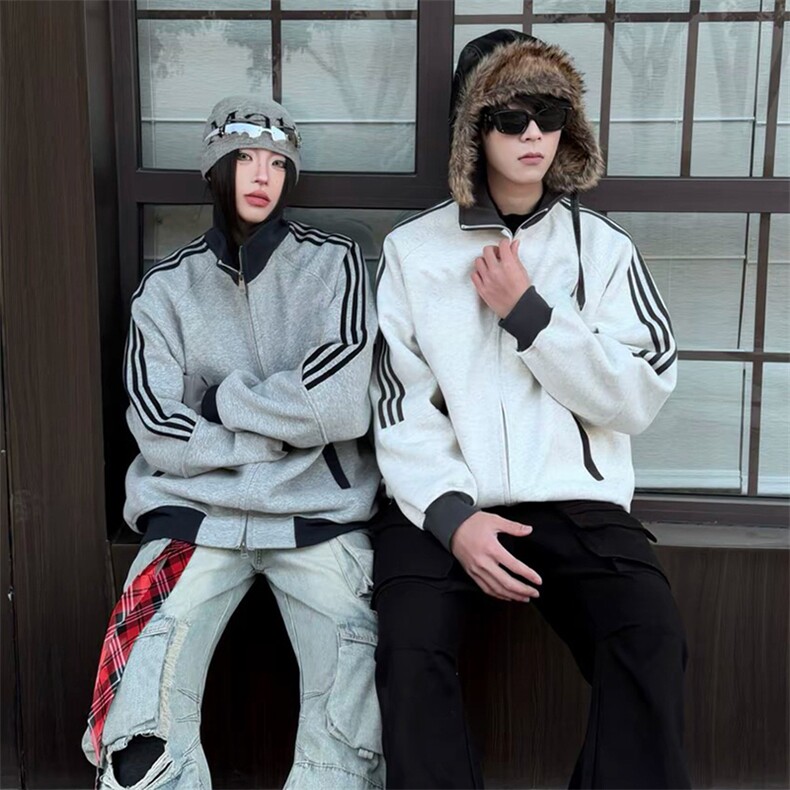 抖音得物高品质美式高街重磅结构设计拼接织带立领卫衣外套CM42，男装卫衣，电商A486