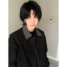 千鸟格拼接短款外套男秋季翻领棒球服正肩飞行夹克BJK1033，男装夹克，星座208-5