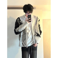 刺绣渐变毛衣开衫外套秋冬男vintage慵懒风拉链针织衫MY305，男装针织衫/毛衣，星座1116A（原606A-3）