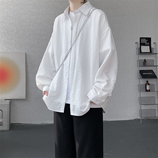 8XL-M泡泡纱盐缩肌理长袖衬衫男夏季冰丝外套防晒衬衣CS29007P40，男装衬衫，电商B312