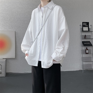8XL-M泡泡纱盐缩肌理长袖衬衫男夏季冰丝外套防晒衬衣CS29007P40图片