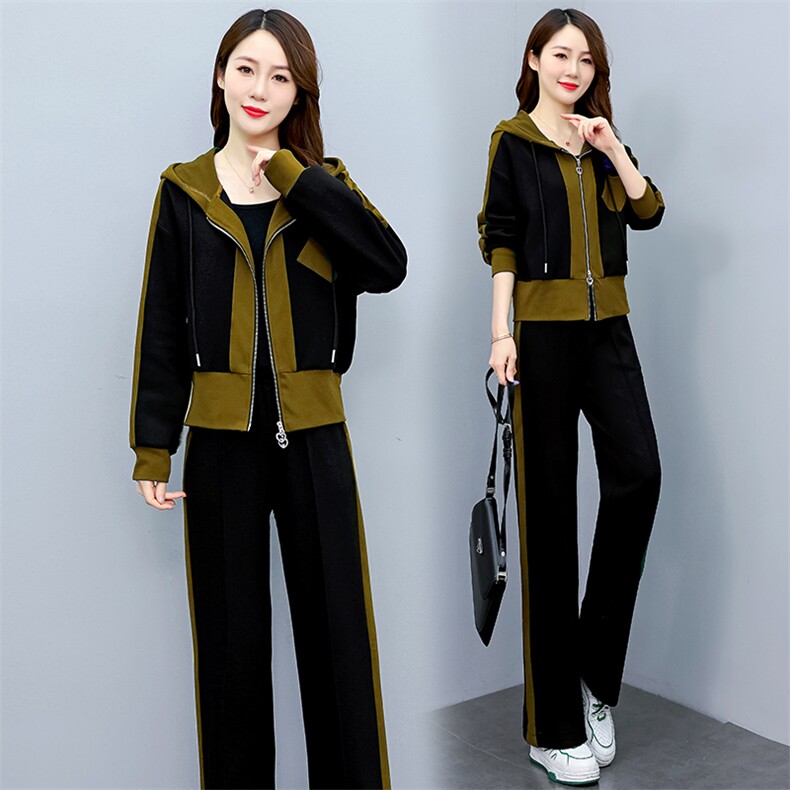 2023新款春秋季大码休闲套装女洋气减龄妈妈卫衣运动服两件套,女装套装/套裙,妙形