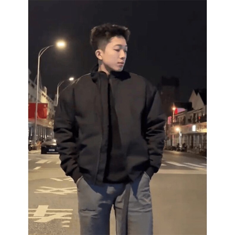 现货26春装美拉德立领飞行夹克纯色复古廓形高街棒球服外套,男装夹克,电商A486-1