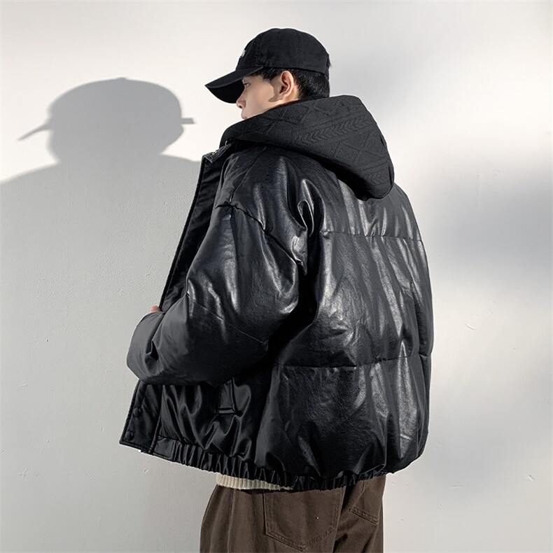 现货假两件pu皮衣棉服外套男冬季新款加厚美式高街棉衣M106-P120,男装皮衣,星座308B-2