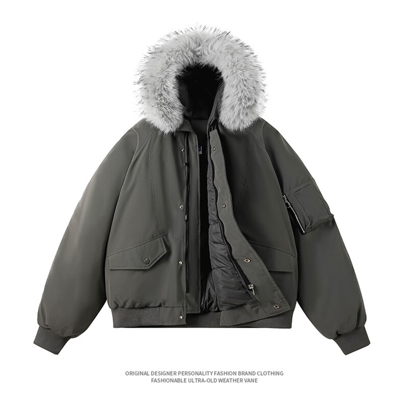 美式毛领派克棉服男冬季加厚工装棉衣情侣外套M060-P110 迷彩P115图片