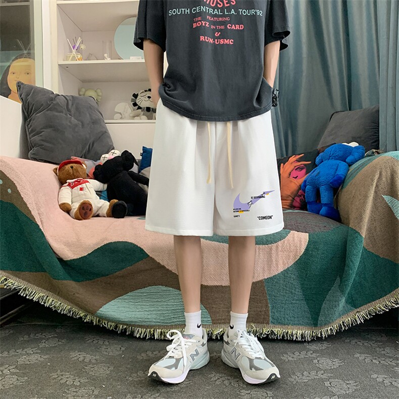HD74259-P22华夫格短裤男大码宽松五分裤男直筒中裤,男装休闲裤,电商A040