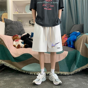 HD74259-P22华夫格短裤男大码宽松五分裤男直筒中裤