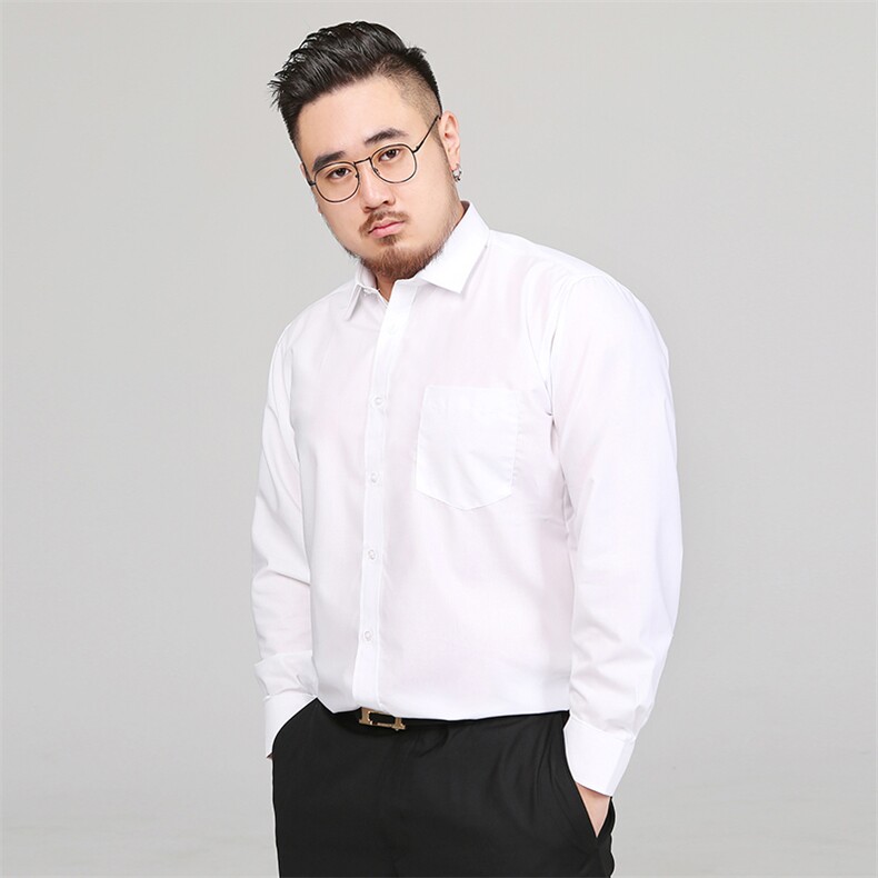S-8XL男士长袖衬衫四季免烫肥佬纯色长袖衬衣加肥加大码1558款P55,男装衬衫,星座802