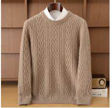 2025年秋季新款百搭男士老钱风加厚圆领羊绒衫，男装羊绒套衫，鼎坤羊绒