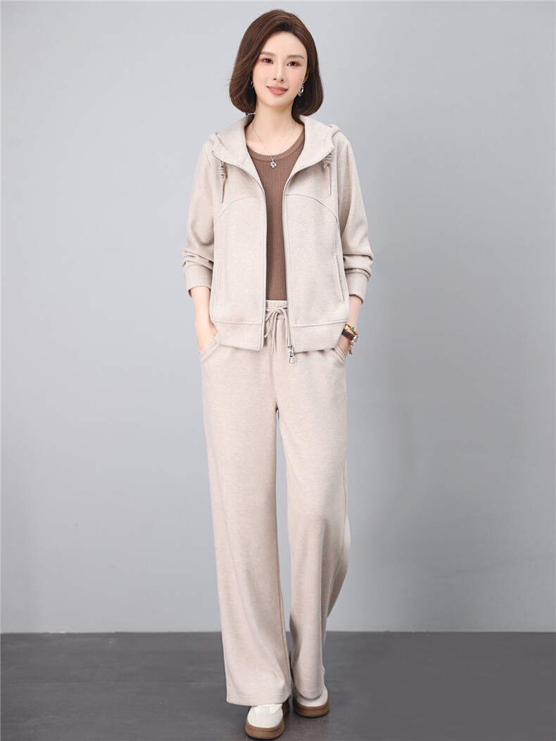 连帽休闲运动套装女2025新款一整套时尚中年妈妈宽松卫衣两件套,女装套装/套裙,涵誉
