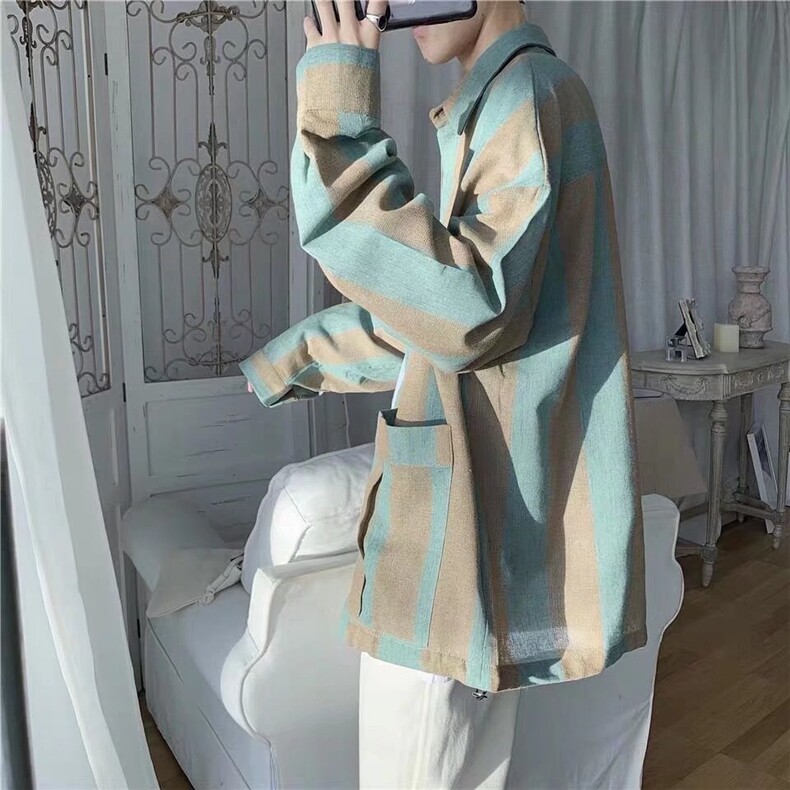 2025春秋高级条纹衬衫男士长袖商务休闲衬衣修身免烫寸衫,男装衬衫,星座506A