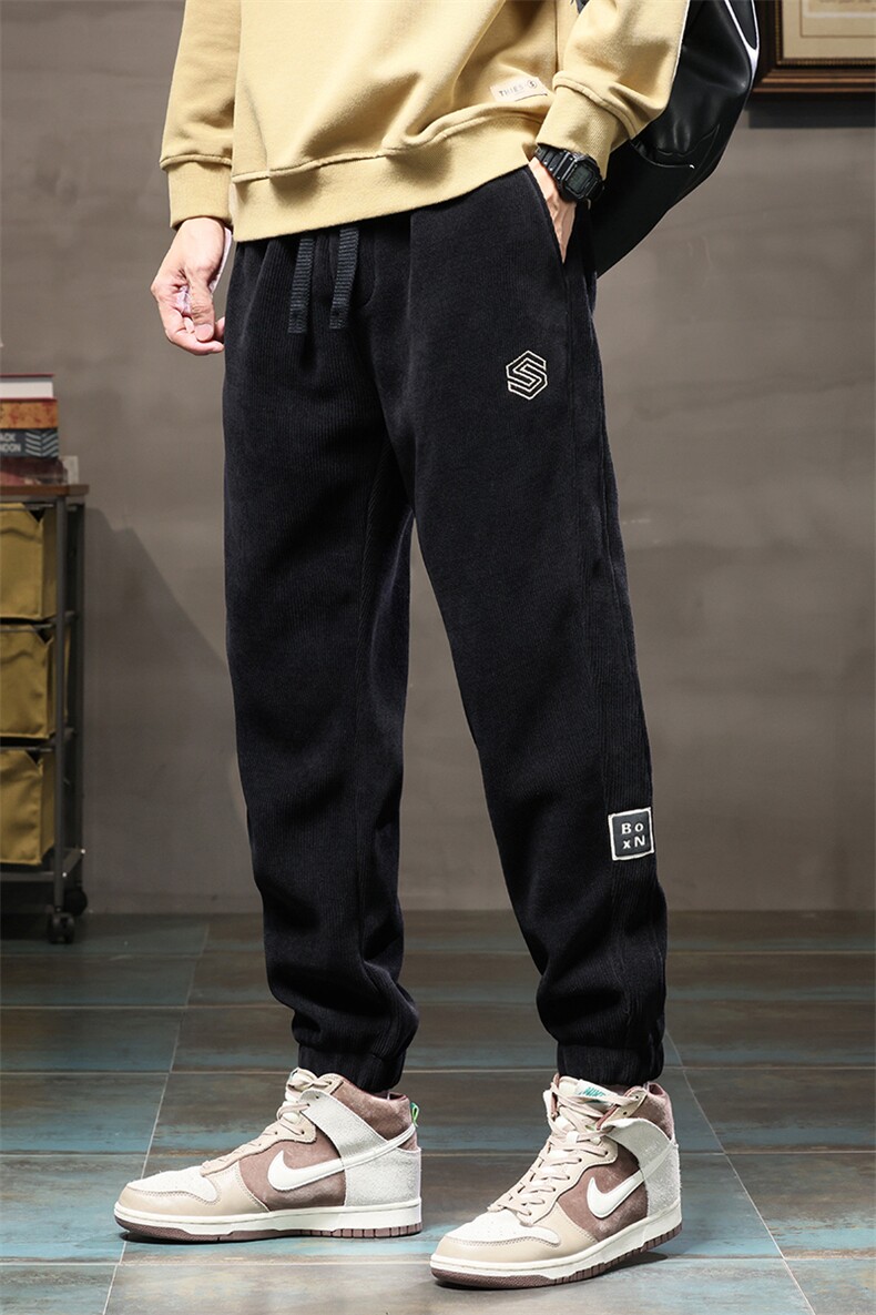 加厚休闲裤男士秋冬季宽松束脚裤运动保暖卫裤Z8894-P45/加绒P55,男装休闲裤,星座509