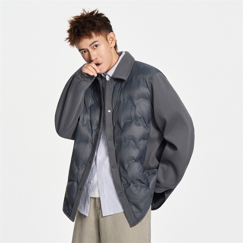 冬季开衫衬衫领轻薄保暖羽绒服90白鸭绒XZ309Y95733P109,男装衬衫,星座309（原A406）